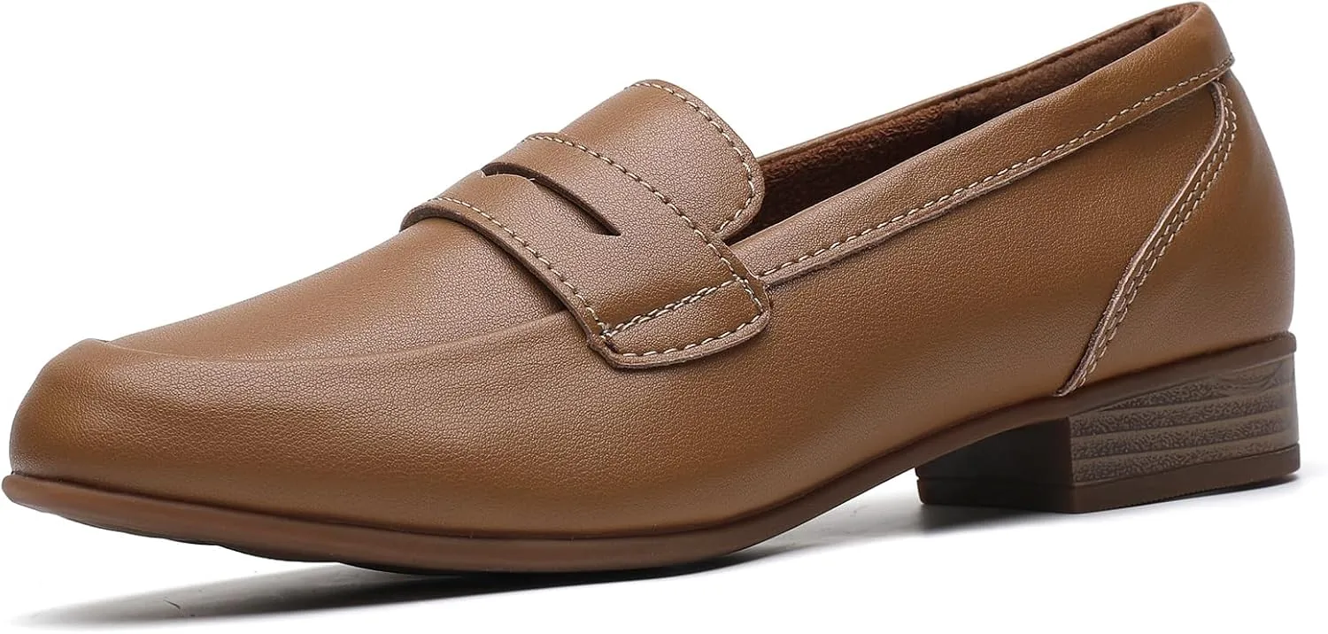 Black Women's Loafers & Slip-ons Flats Penny Round Toe Non-Slip Classic Business Casual Comfortable Dressy Office Work Slip On Shoes