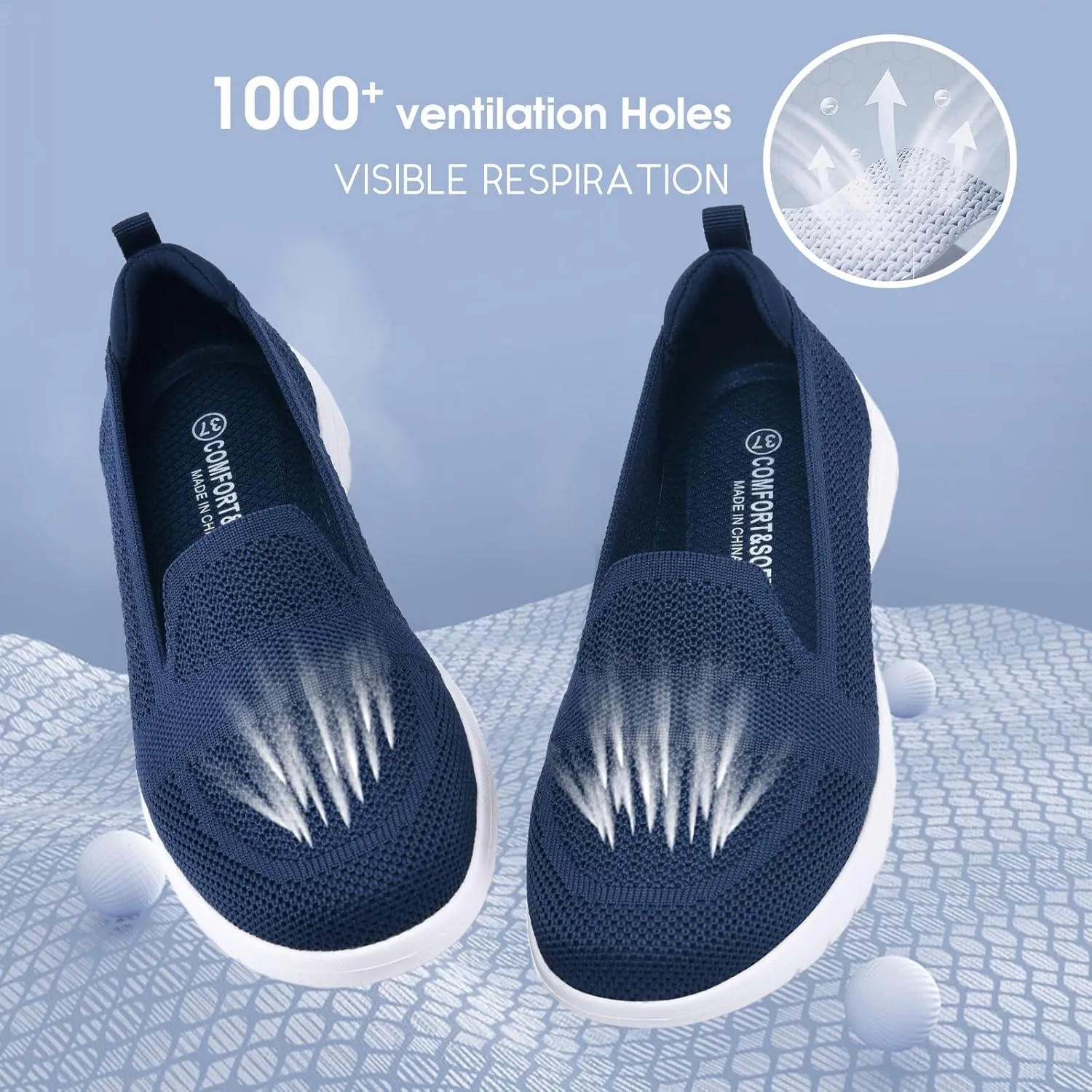 Buyrew Loafers for Women Comfort Slip On Walking Shoes Knit Dressy Comfortable Business Casual Work Flats