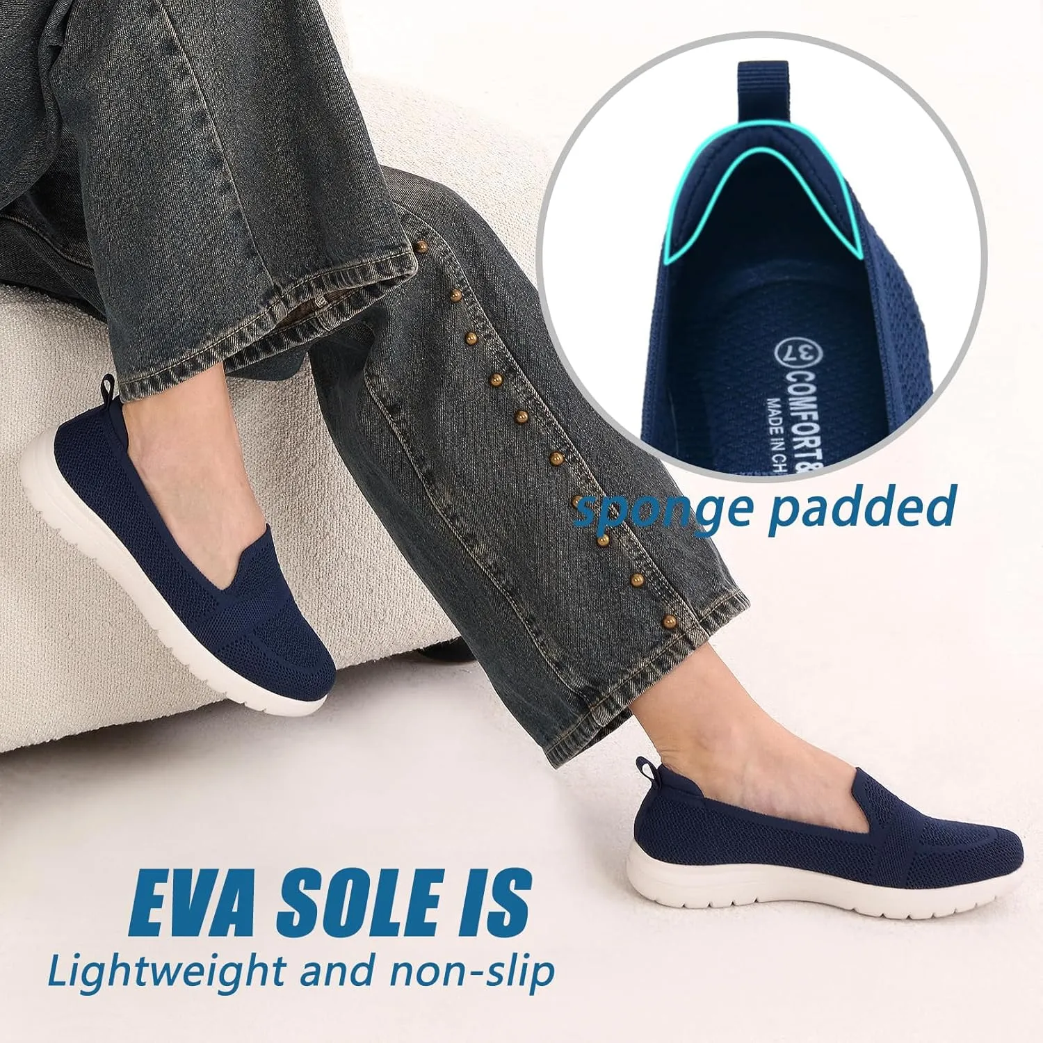 Buyrew Loafers for Women Comfort Slip On Walking Shoes Knit Dressy Comfortable Business Casual Work Flats