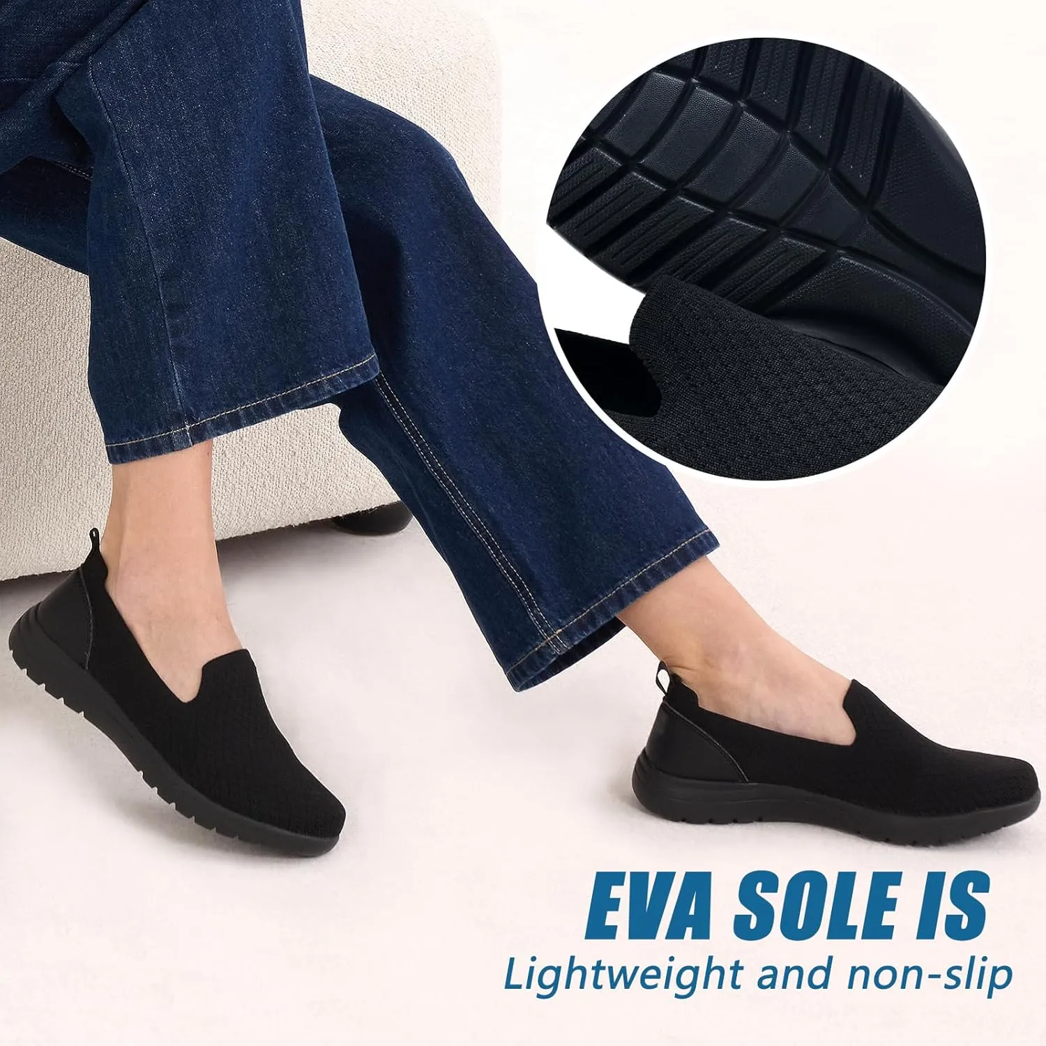 Buyrew Loafers for Women Comfort Slip On Walking Shoes Knit Dressy Comfortable Business Casual Work Flats