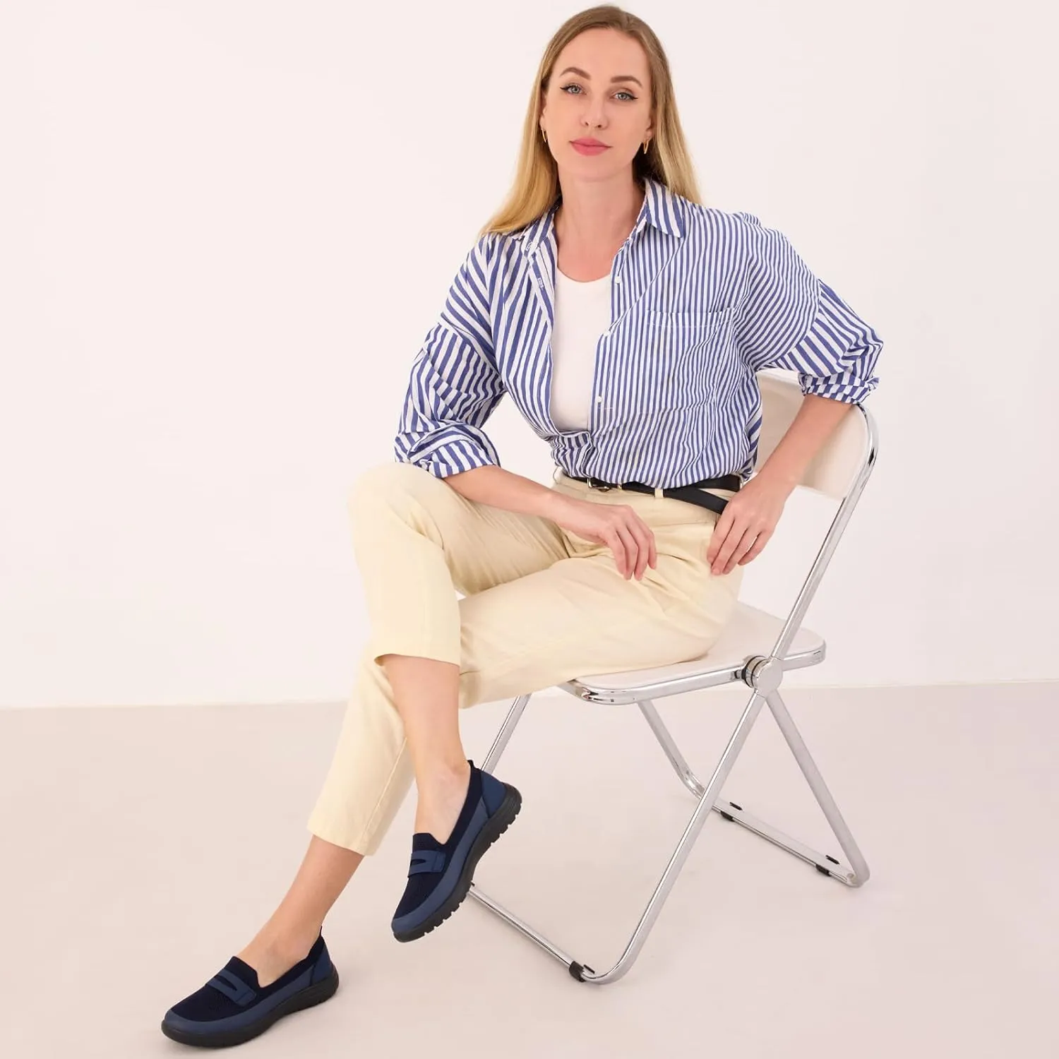 Buyrew Loafers for Women Comfort Slip On Walking Shoes Knit Dressy Comfortable Business Casual Work Flats