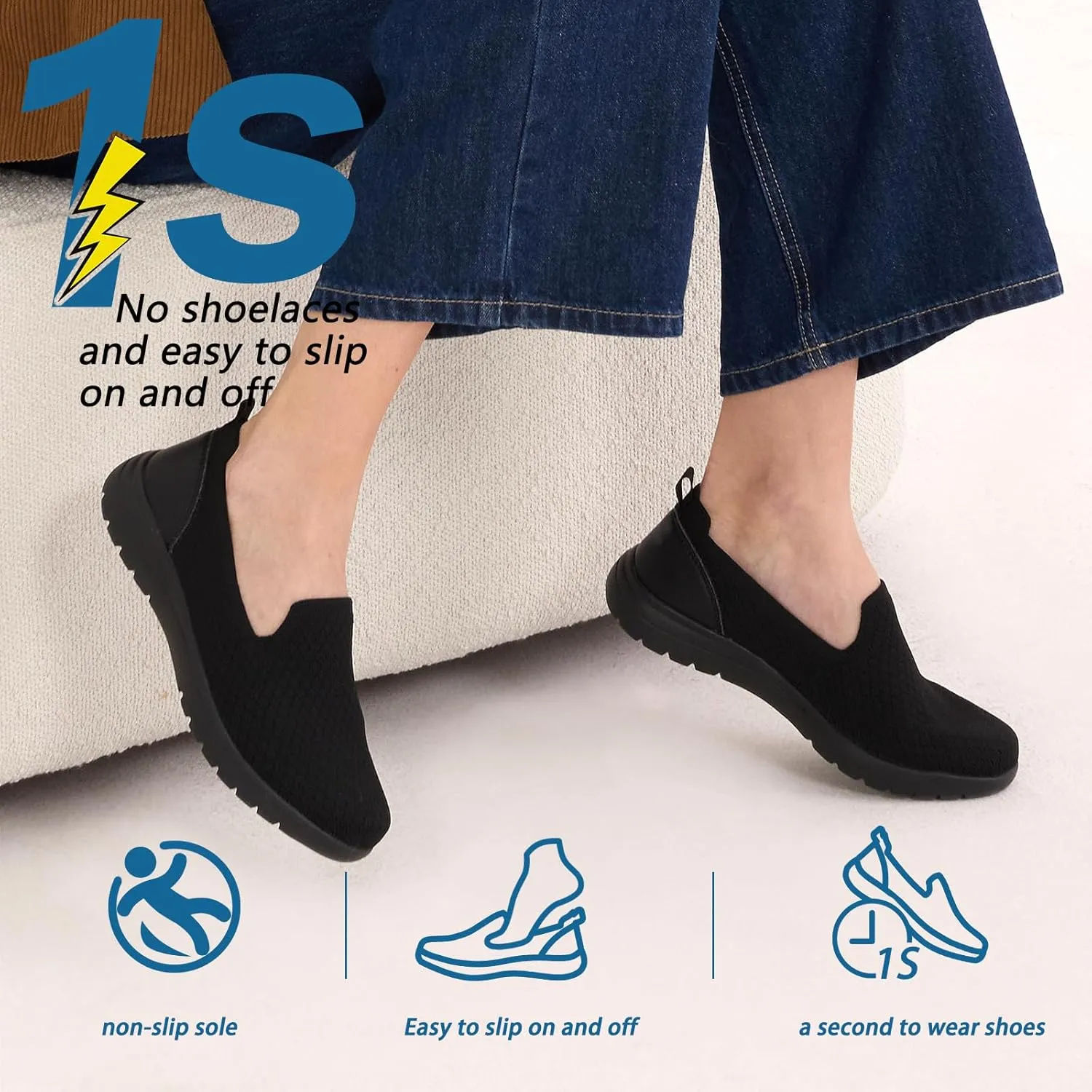 Buyrew Loafers for Women Comfort Slip On Walking Shoes Knit Dressy Comfortable Business Casual Work Flats