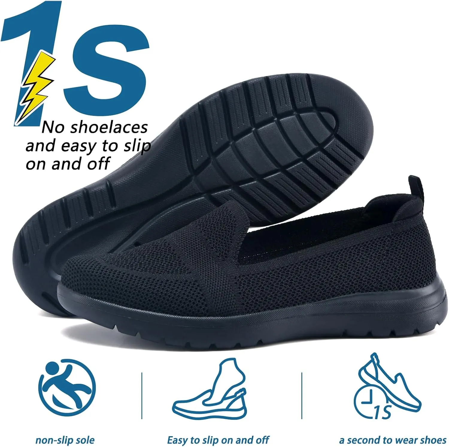 Buyrew Loafers for Women Comfort Slip On Walking Shoes Knit Dressy Comfortable Business Casual Work Flats