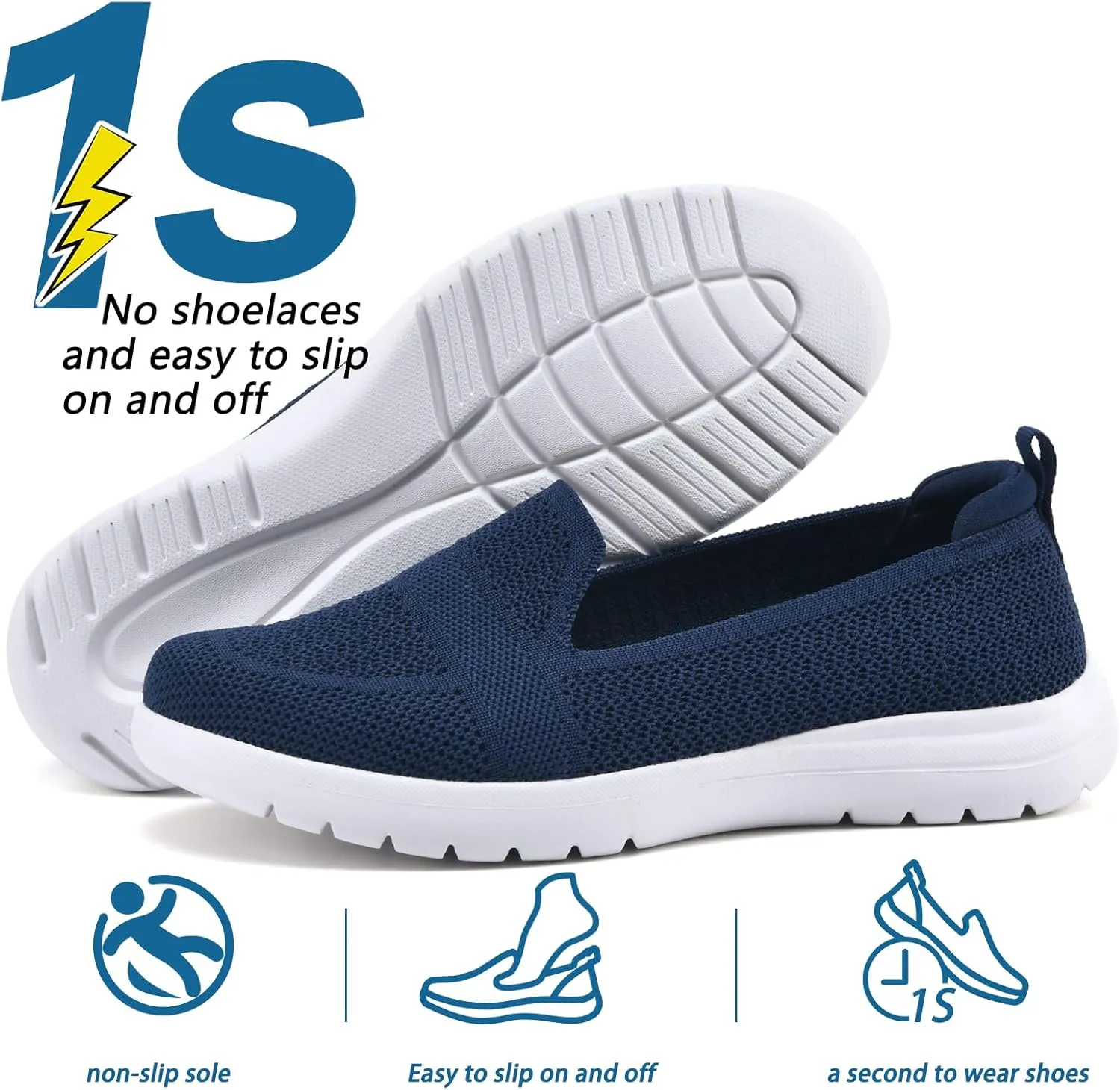 Buyrew Loafers for Women Comfort Slip On Walking Shoes Knit Dressy Comfortable Business Casual Work Flats