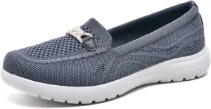 Buyrew Loafers for Women Comfort Slip On Walking Shoes Knit Dressy Comfortable Business Casual Work Flats