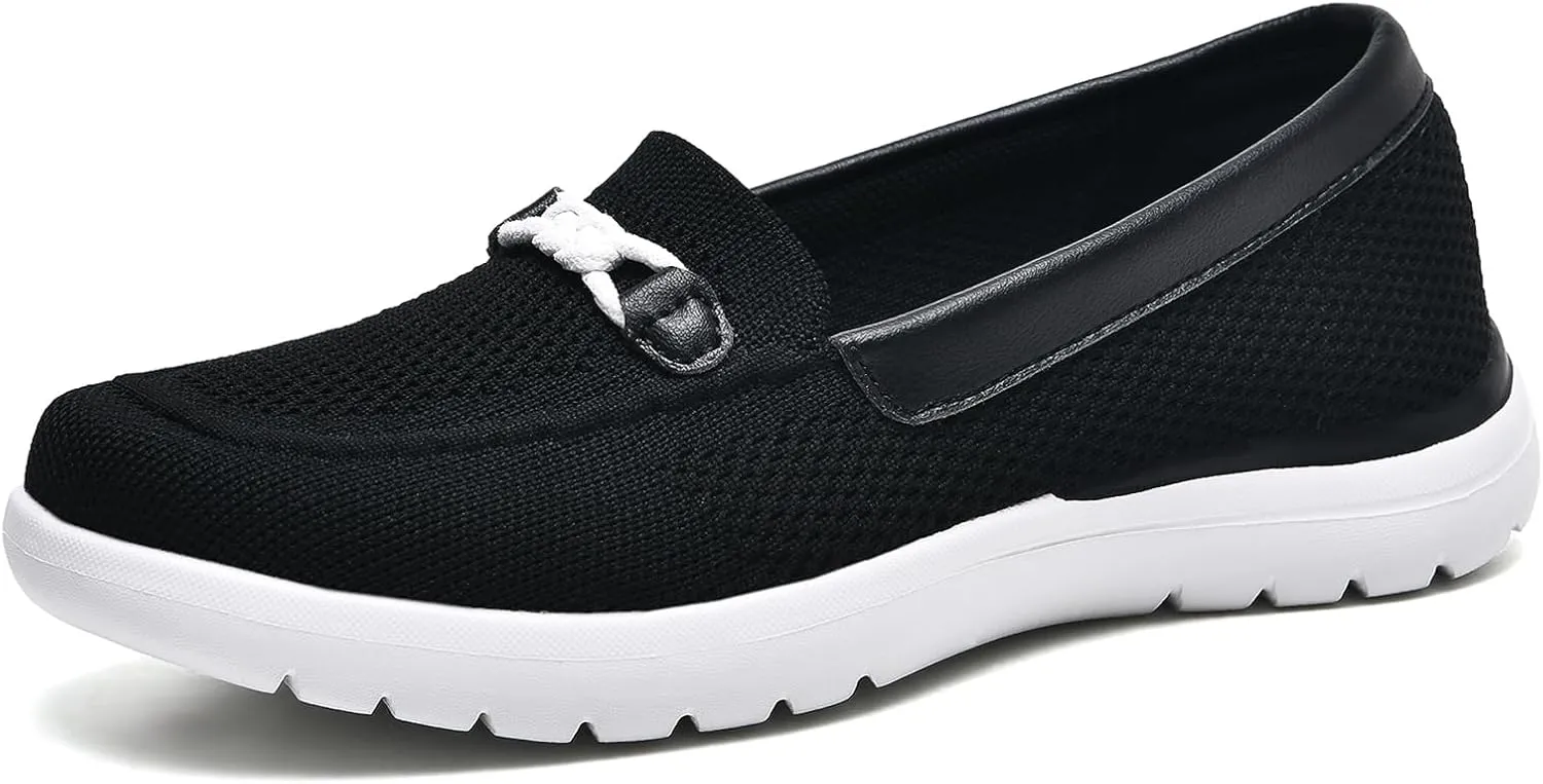 Buyrew Loafers for Women Comfort Slip On Walking Shoes Knit Dressy Comfortable Business Casual Work Flats
