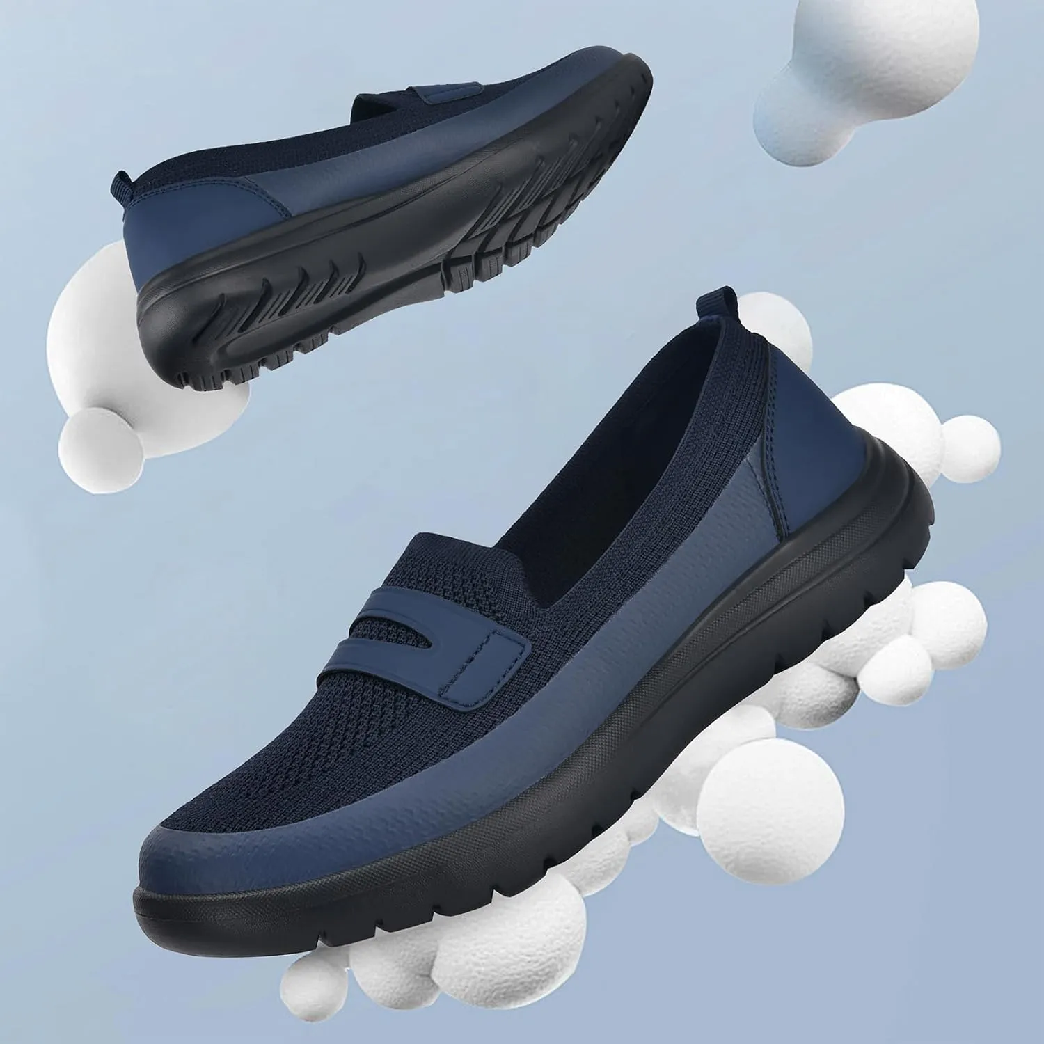 Buyrew Loafers for Women Comfort Slip On Walking Shoes Knit Dressy Comfortable Business Casual Work Flats