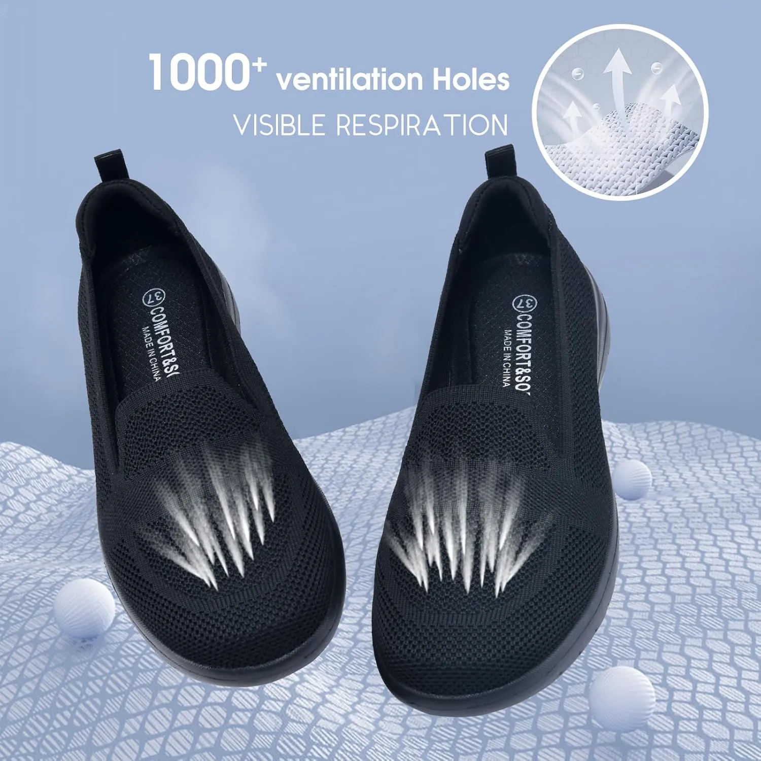 Buyrew Loafers for Women Comfort Slip On Walking Shoes Knit Dressy Comfortable Business Casual Work Flats