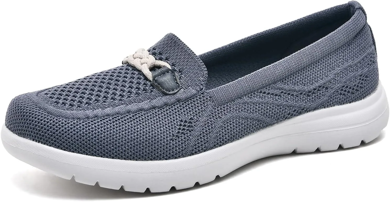 Buyrew Loafers for Women Comfort Slip On Walking Shoes Knit Dressy Comfortable Business Casual Work Flats