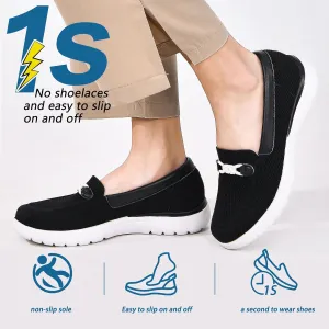 Buyrew Loafers for Women Comfort Slip On Walking Shoes Knit Dressy Comfortable Business Casual Work Flats