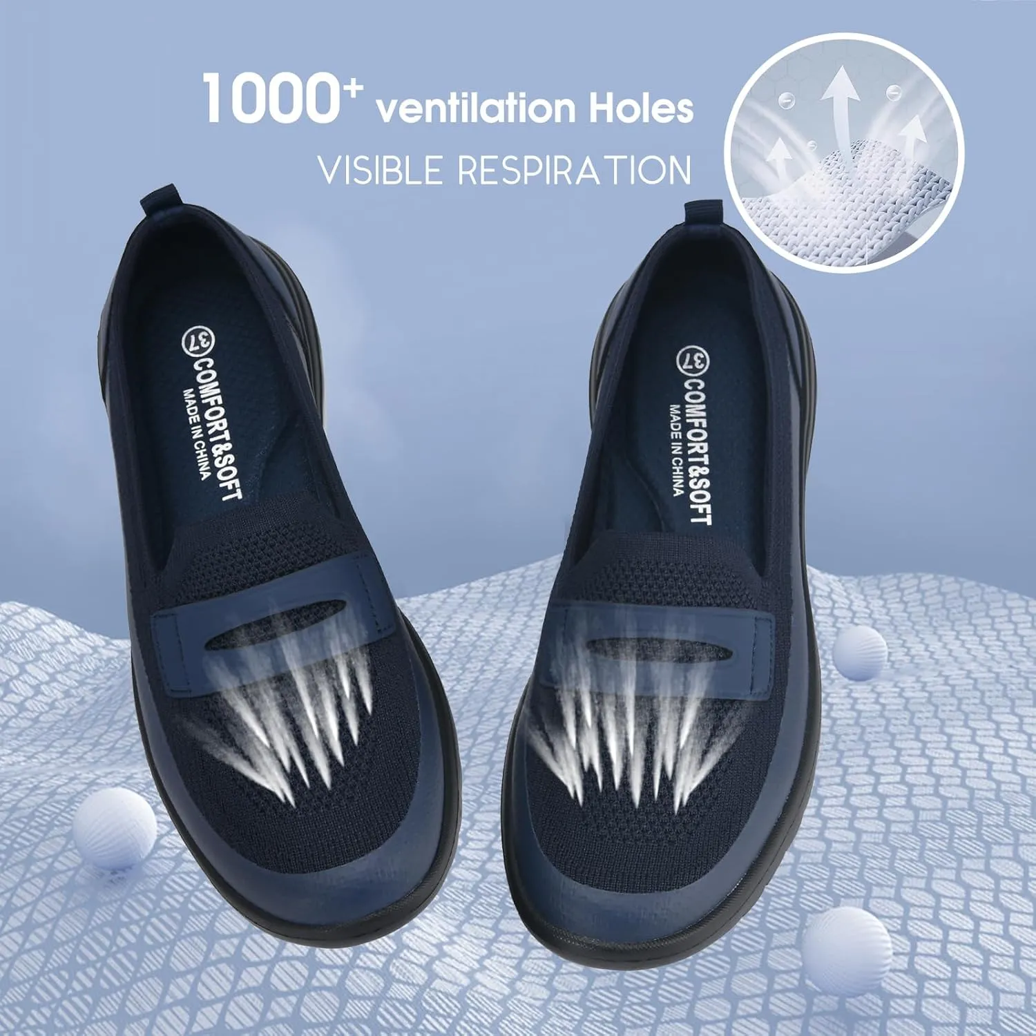 Buyrew Loafers for Women Comfort Slip On Walking Shoes Knit Dressy Comfortable Business Casual Work Flats