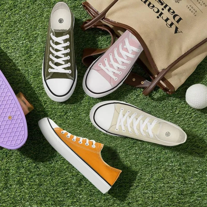 Canvas Shoes for Women Men Low Top Lace Up Sneakers Canvas Fashion Sneakers Classic Casual Walking Shoes Comfortable Breathable