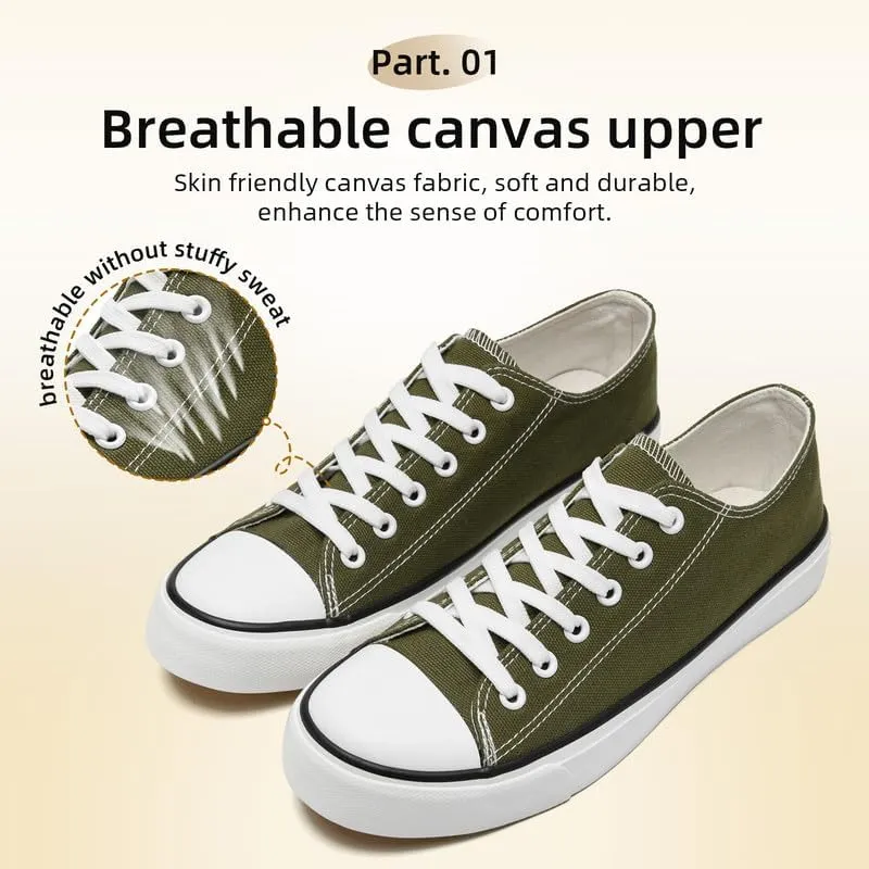 Canvas Shoes for Women Men Low Top Lace Up Sneakers Canvas Fashion Sneakers Classic Casual Walking Shoes Comfortable Breathable