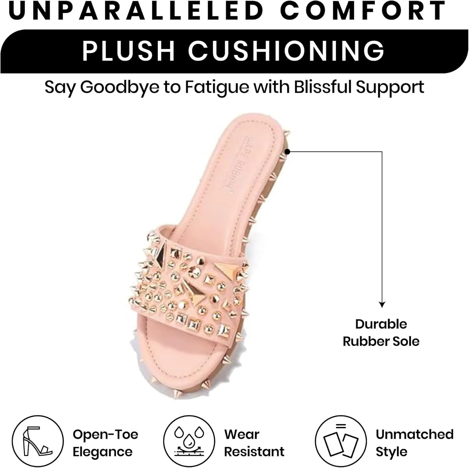 Cape Robbin Tonie Spike and Stud Adorned Flat Sandals (Tonie)