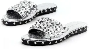 Cape Robbin Tonie Spike and Stud Adorned Flat Sandals (Tonie)