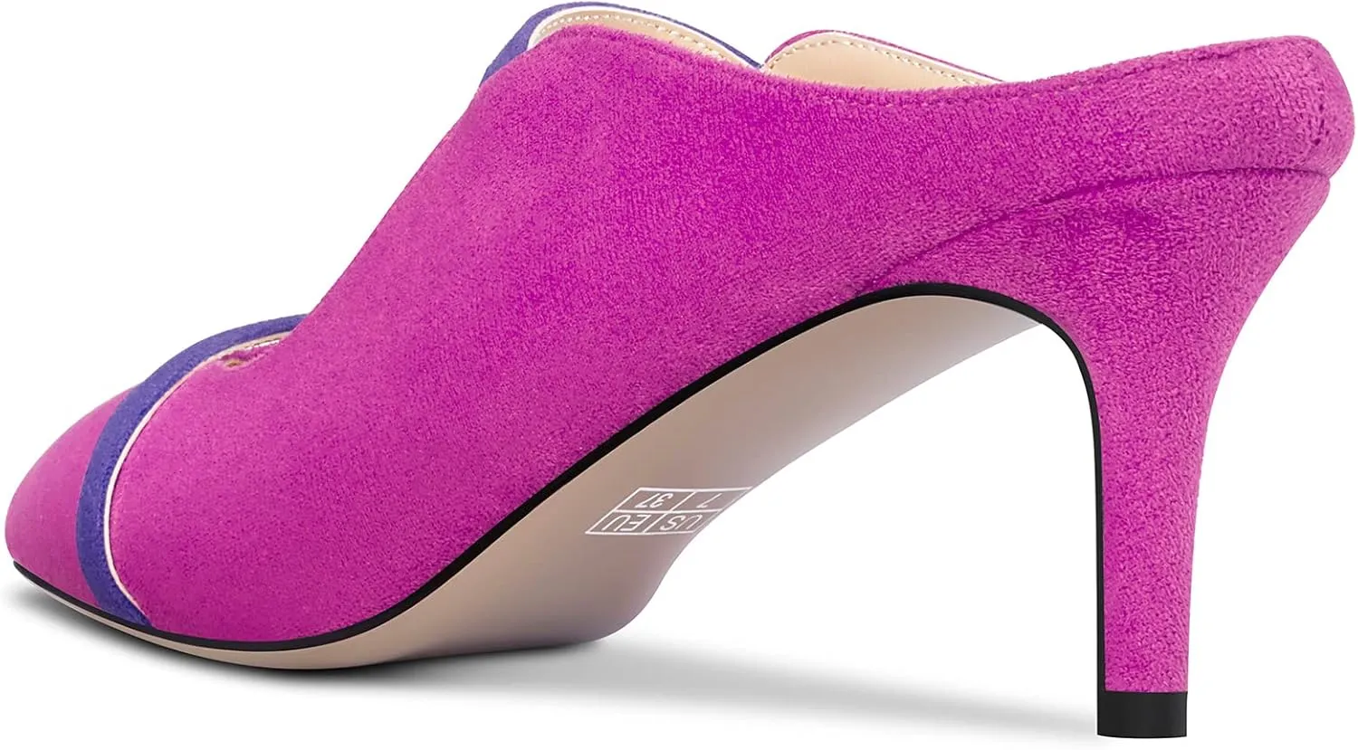 Castamere Women Mid Heel Pointed Toe Slip-on Patchwork Pumps Mules Shoes Casual Dress 2.6 Inches Heels