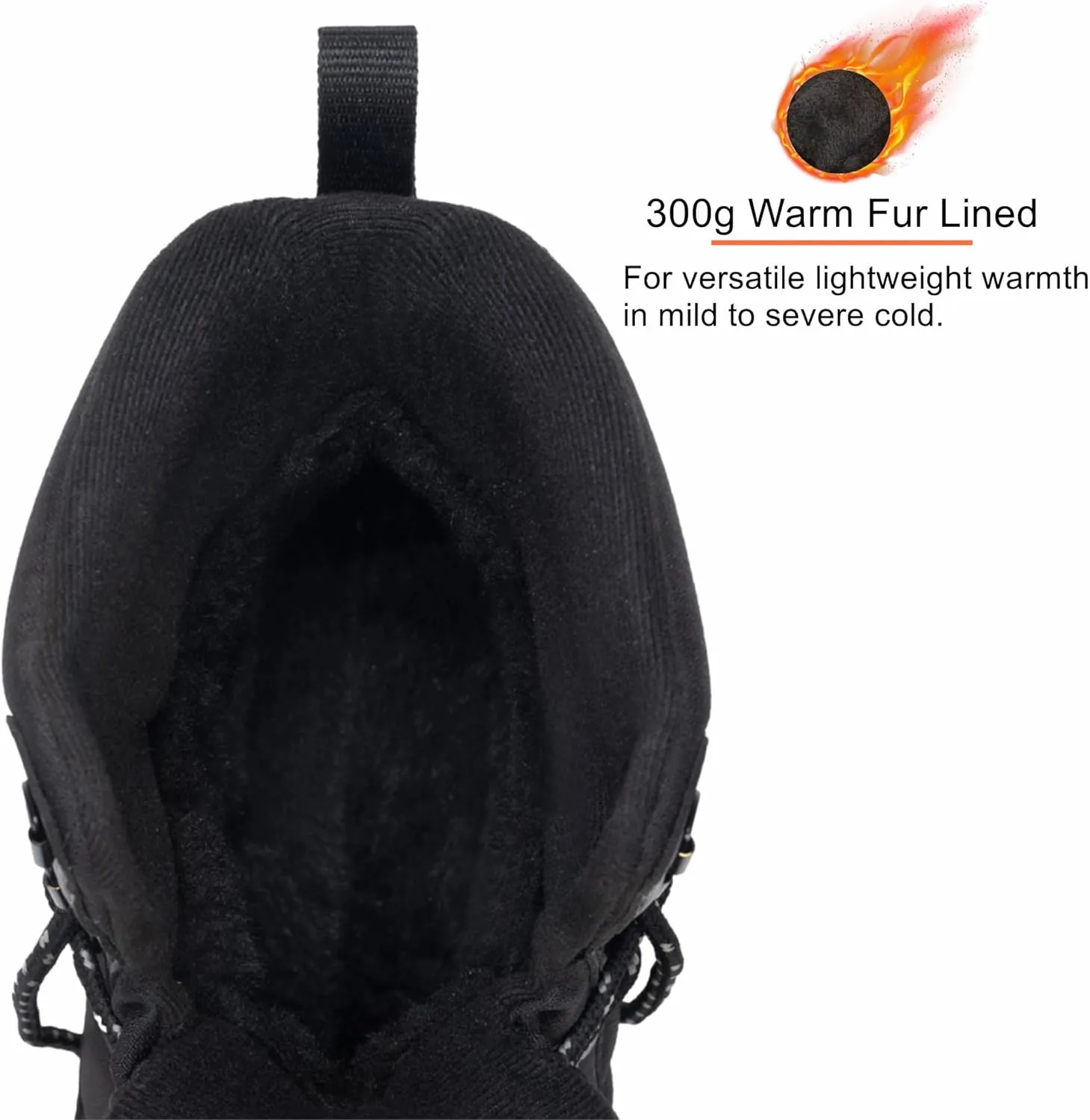 CC-Los Men's Waterproof Winter Snow Boots Warm Fur Lined Lightweight Non-Slip Outdoor Work Boots for Cold Weather