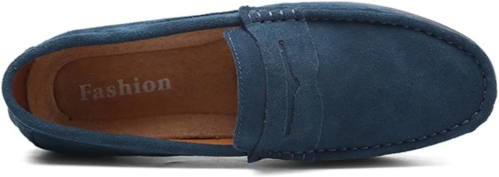 ChicWind Men's Suede Leather Penny Loafers Driving Moccasins Slip On Flats Boat Shoes