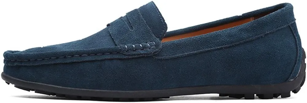 ChicWind Men's Suede Leather Penny Loafers Driving Moccasins Slip On Flats Boat Shoes