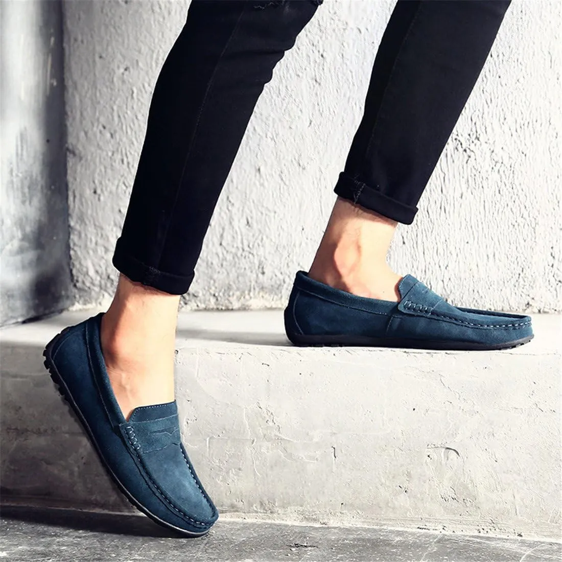 ChicWind Men's Suede Leather Penny Loafers Driving Moccasins Slip On Flats Boat Shoes