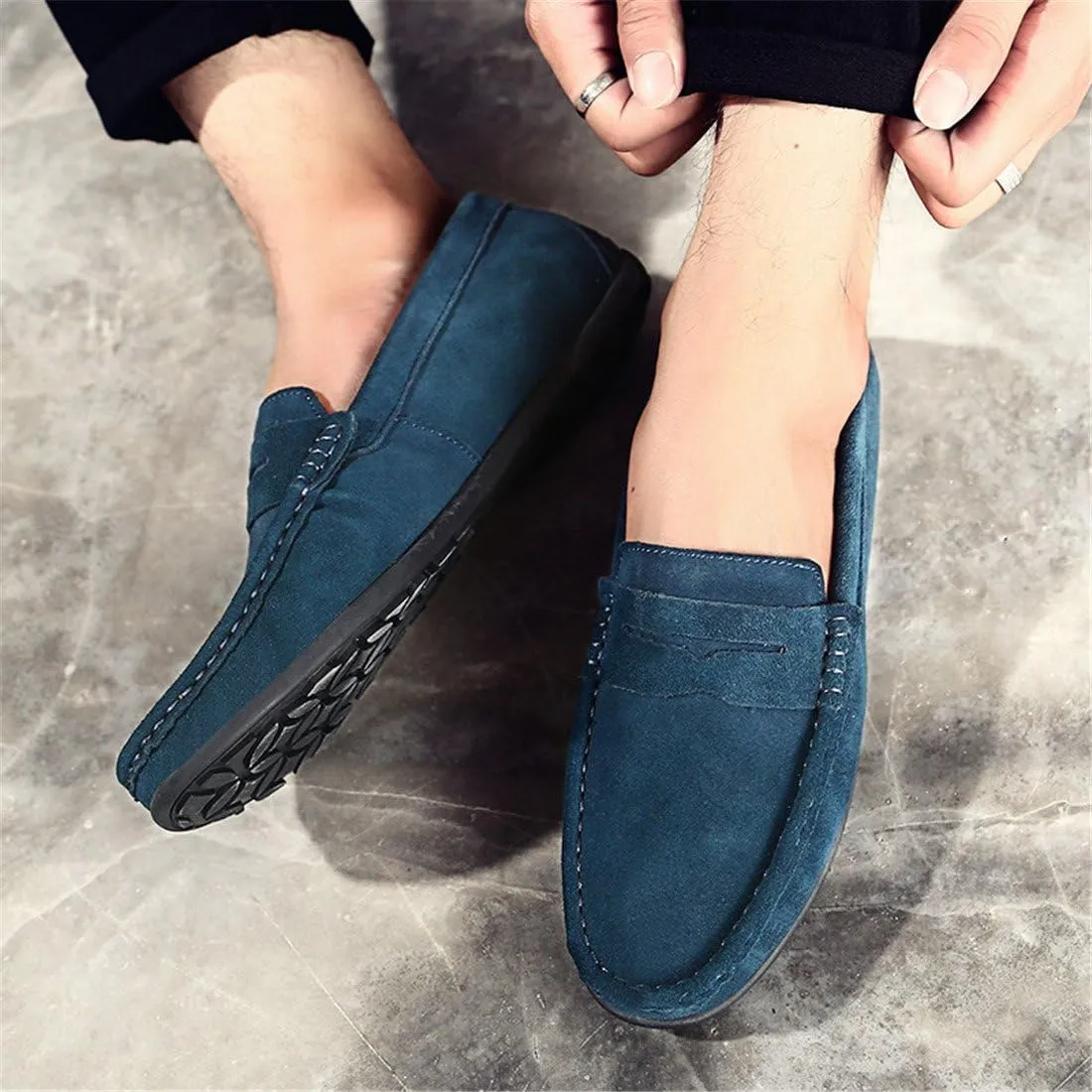 ChicWind Men's Suede Leather Penny Loafers Driving Moccasins Slip On Flats Boat Shoes
