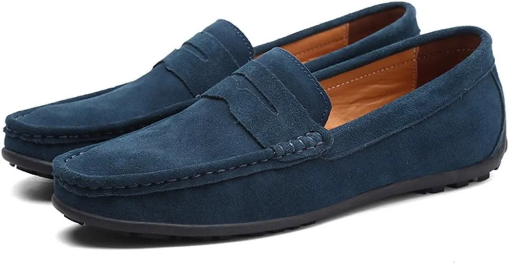 ChicWind Men's Suede Leather Penny Loafers Driving Moccasins Slip On Flats Boat Shoes