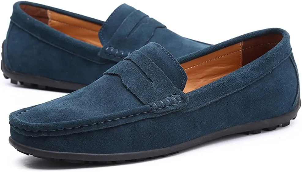 ChicWind Men's Suede Leather Penny Loafers Driving Moccasins Slip On Flats Boat Shoes