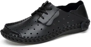 ChicWind Men's Summer Breathable Cowhide Casual Driving Moccasins Shoes