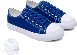 Classic Unisex Low-Top Canvas Sneakers – Boys Girls and Toddler Casual Lace-Up Shoes with Rubber Sole, Includes Extra White Shoelaces