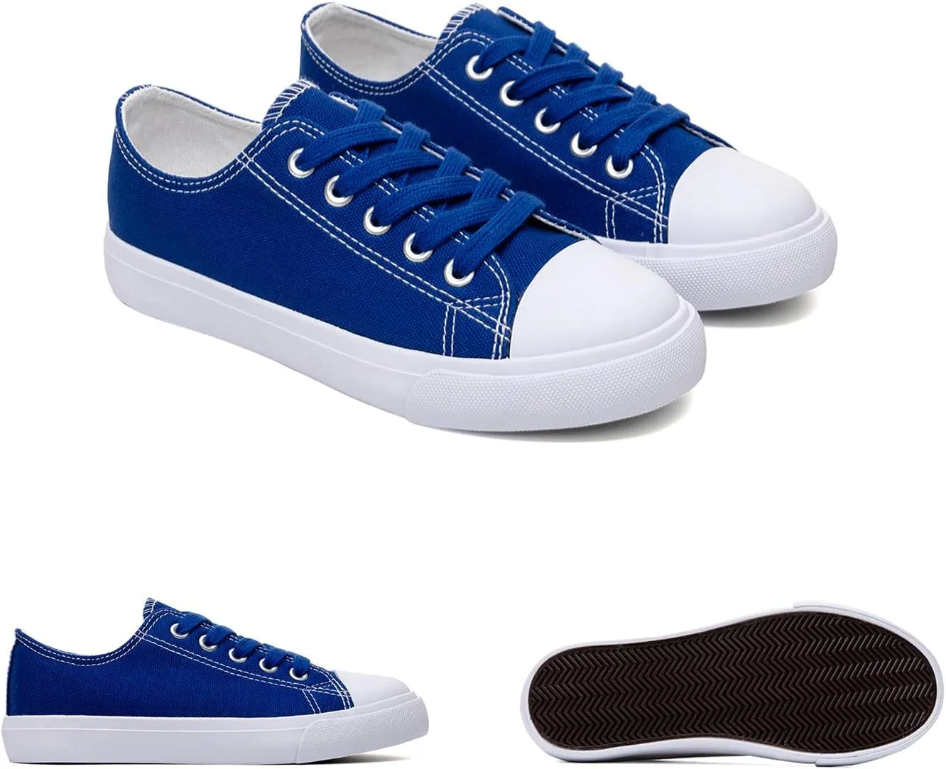 Classic Unisex Low-Top Canvas Sneakers – Boys Girls and Toddler Casual Lace-Up Shoes with Rubber Sole, Includes Extra White Shoelaces