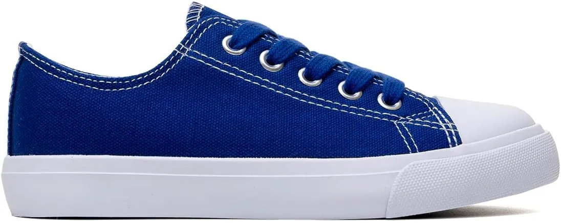 Classic Unisex Low-Top Canvas Sneakers – Boys Girls and Toddler Casual Lace-Up Shoes with Rubber Sole, Includes Extra White Shoelaces