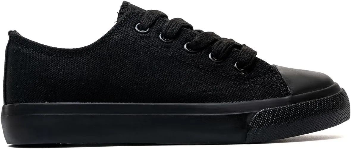 Classic Unisex Low-Top Canvas Sneakers – Boys Girls and Toddler Casual Lace-Up Shoes with Rubber Sole, Includes Extra White Shoelaces
