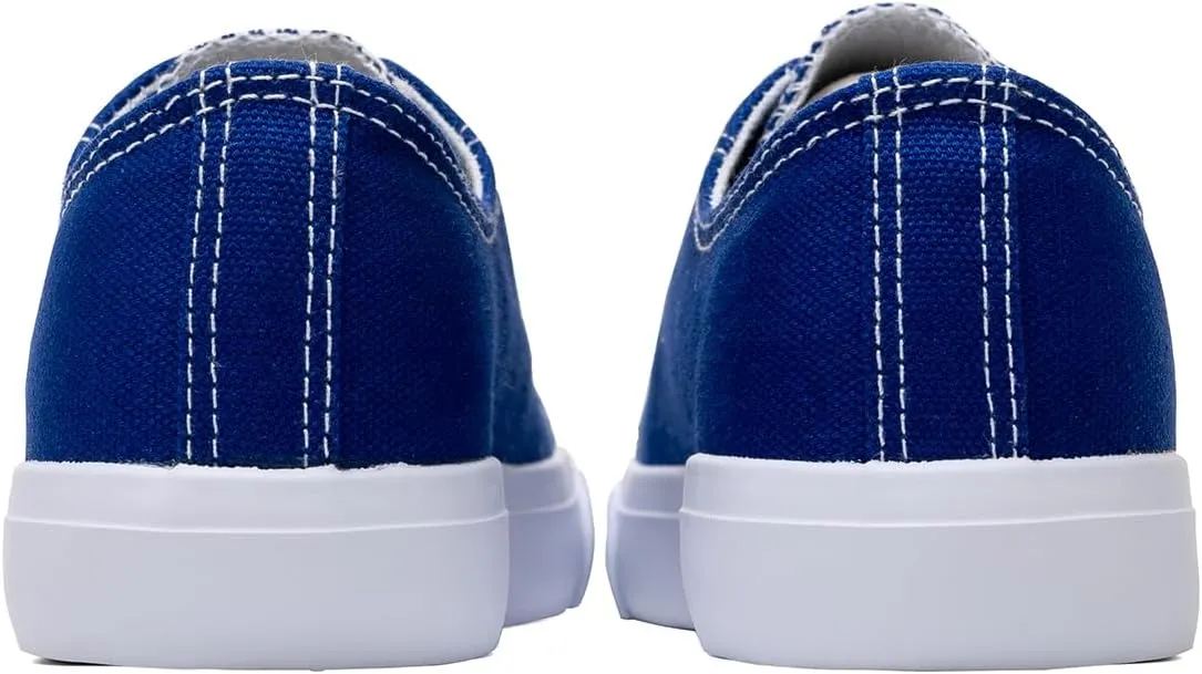 Classic Unisex Low-Top Canvas Sneakers – Boys Girls and Toddler Casual Lace-Up Shoes with Rubber Sole, Includes Extra White Shoelaces