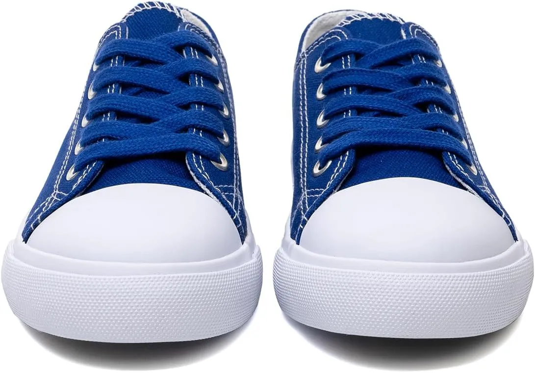 Classic Unisex Low-Top Canvas Sneakers – Boys Girls and Toddler Casual Lace-Up Shoes with Rubber Sole, Includes Extra White Shoelaces