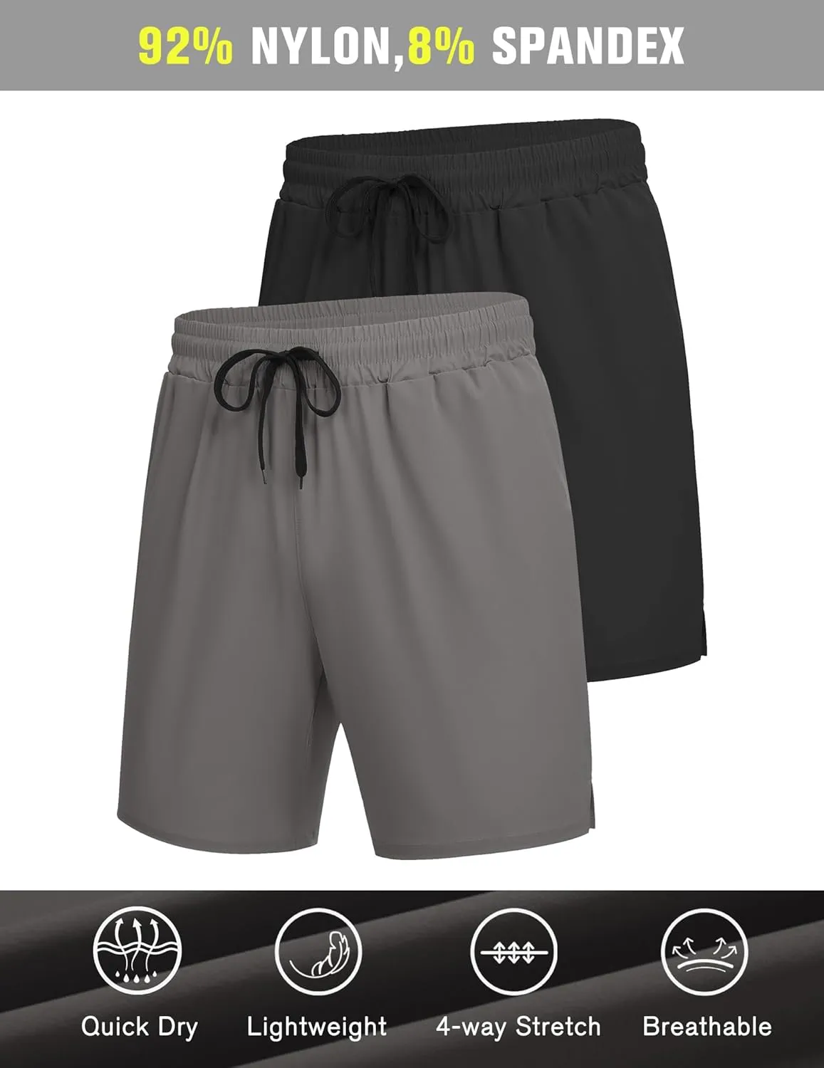 COOFANDY Men's Athletic Running Shorts Quick Dry Lightweight Gym Workout Training Sports Shorts with Pockets