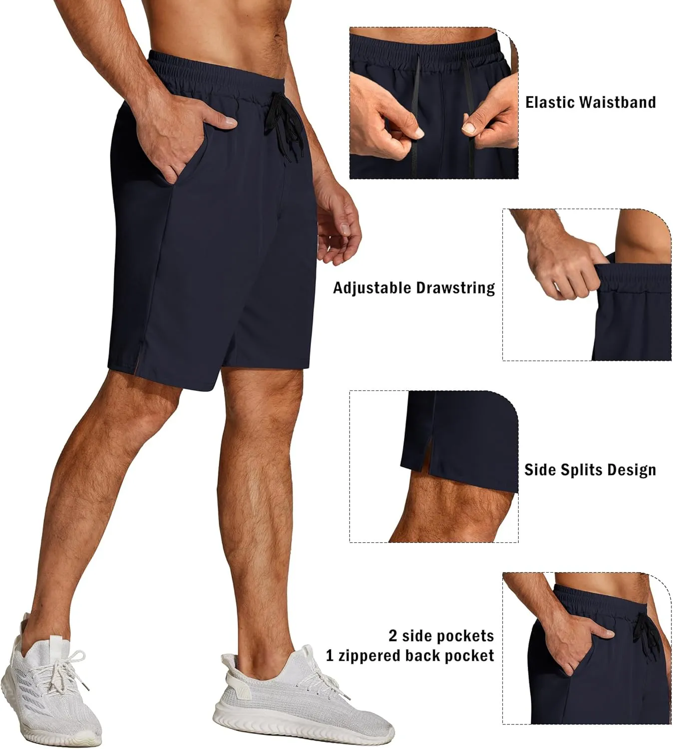 COOFANDY Men's Athletic Running Shorts Quick Dry Lightweight Gym Workout Training Sports Shorts with Pockets