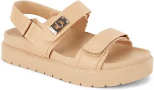 Coutgo Womens Platform Sandals Comfortable Flat Sandals Double Strap Footbed Summer Beach Sandals