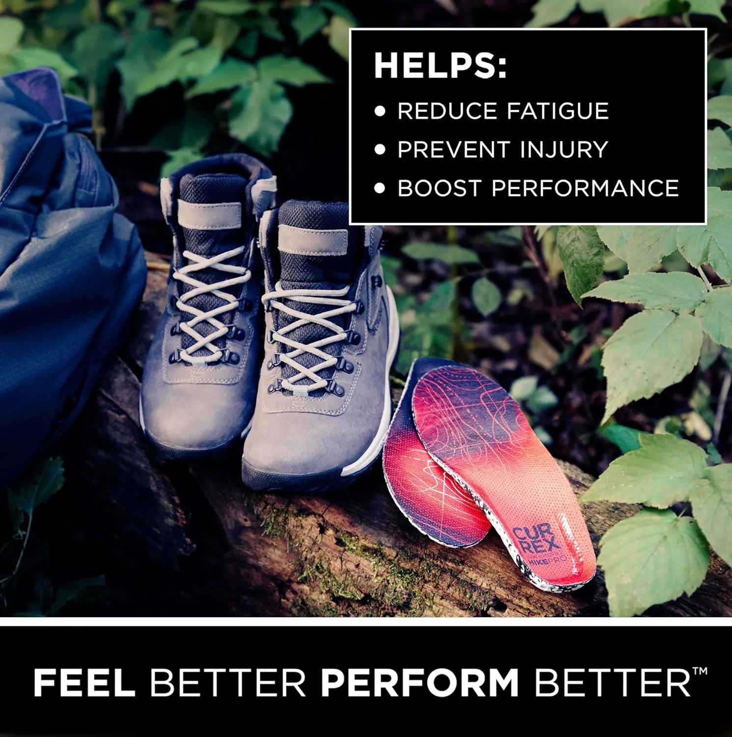CURREX HikePro Insoles for Hiking Boots & Shoes – Shock Absorbing Inserts to Help Reduce Fatigue and Increase Performance – Anti-Slip Heel Surface for Stability – for Men & Women – High Arch, XL
