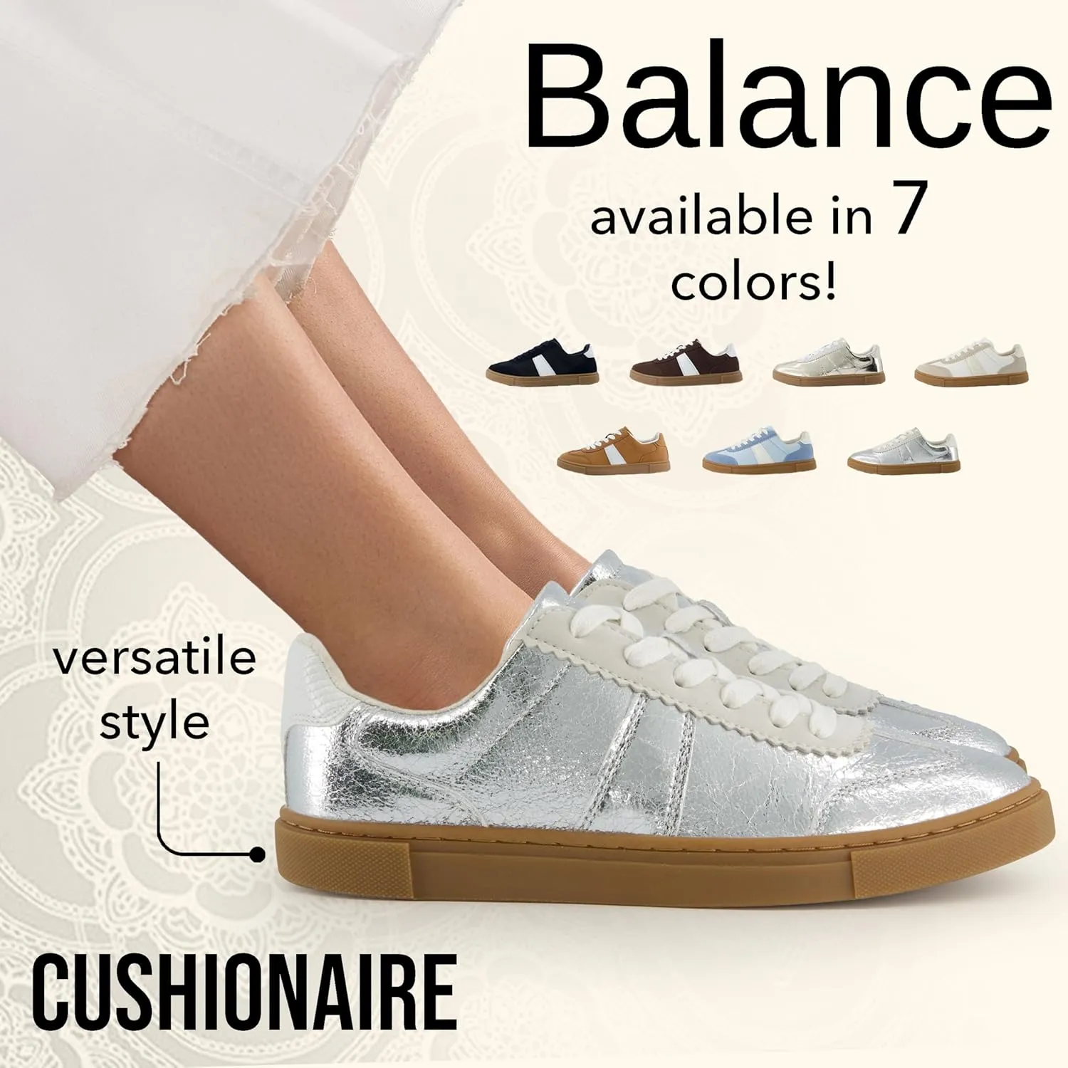 CUSHIONAIRE Women's Balance Lace Up Sneaker  Comfort Foam, Wide Widths Available