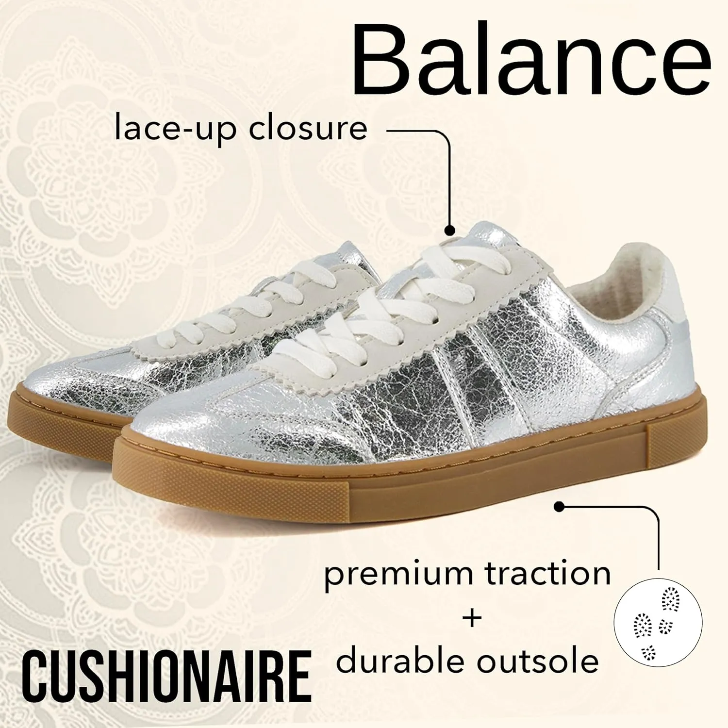 CUSHIONAIRE Women's Balance Lace Up Sneaker  Comfort Foam, Wide Widths Available