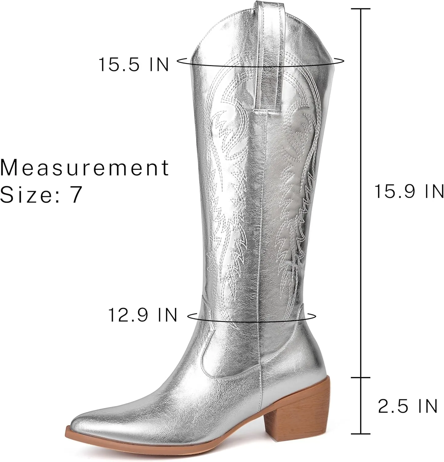 DOBOYG Women Cowboy Boots Western Embroidered Knee High Wide Calf Country Boots Chunky Heel Retro Classic Pull On Tall Cowgirl Boots for Women Perfect for Country Concert Outfits