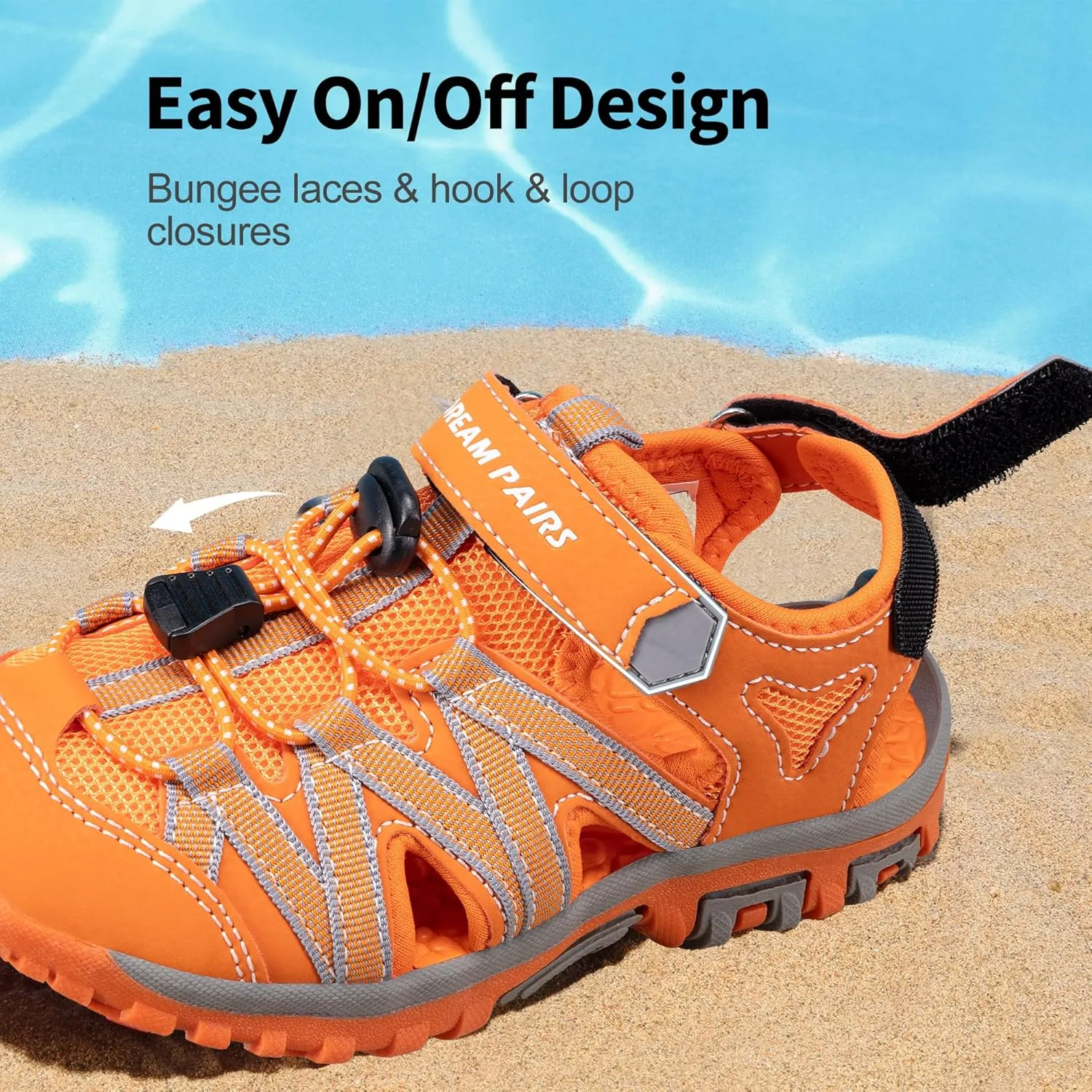 DREAM PAIRS Boys Girls Closed-Toe Outdoor Summer Sport Sandals for Little/Big Kid