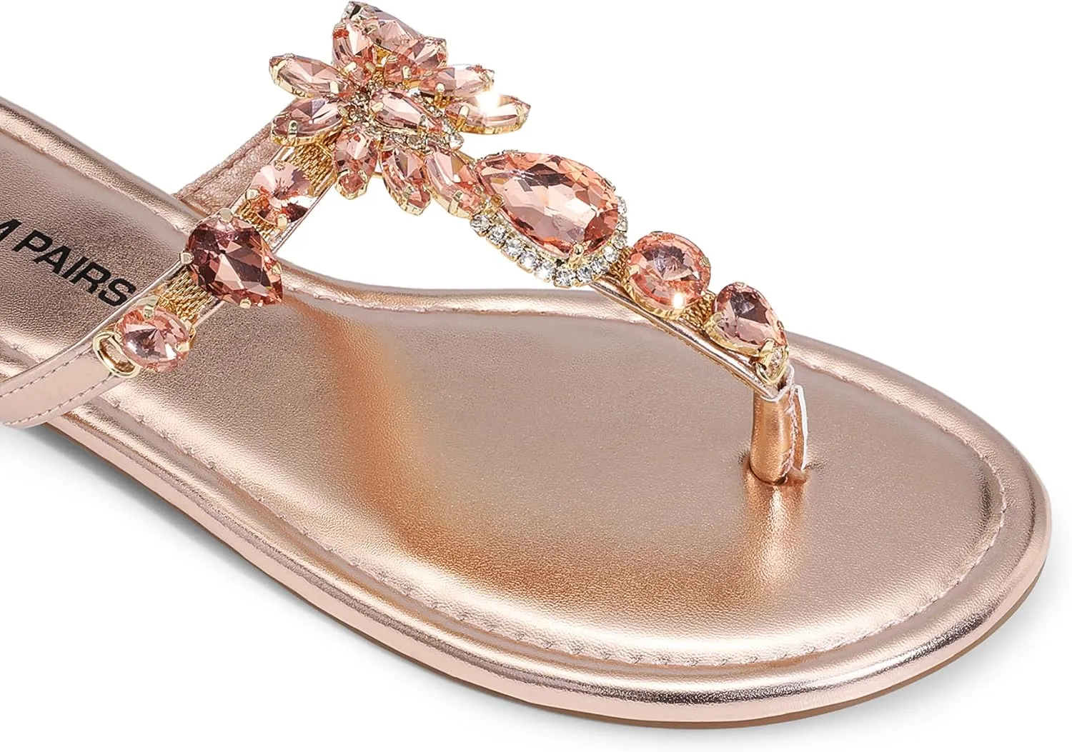 DREAM PAIRS Flip Flops for Women Dressy Rhinestone T-Strap Thong Sandals for Summers Dress Beach