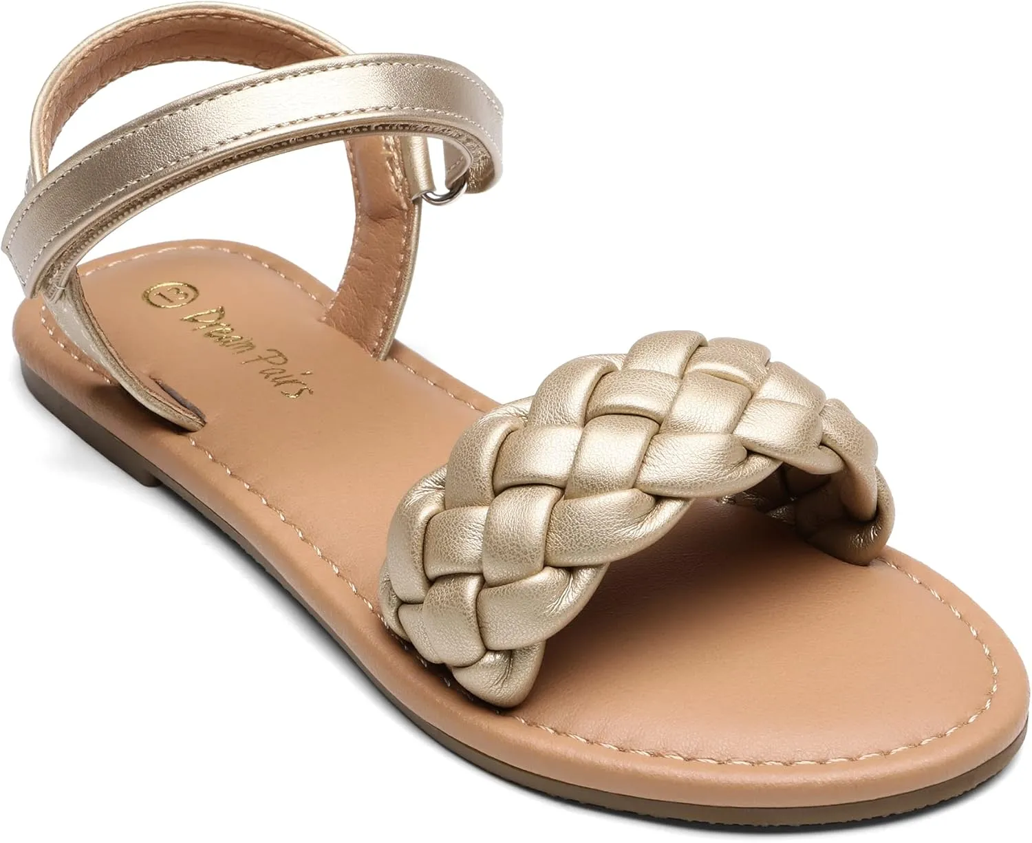 DREAM PAIRS Girls Sandals Classic Open Toe Braided Flat Sandals Summer Dress Shoes
