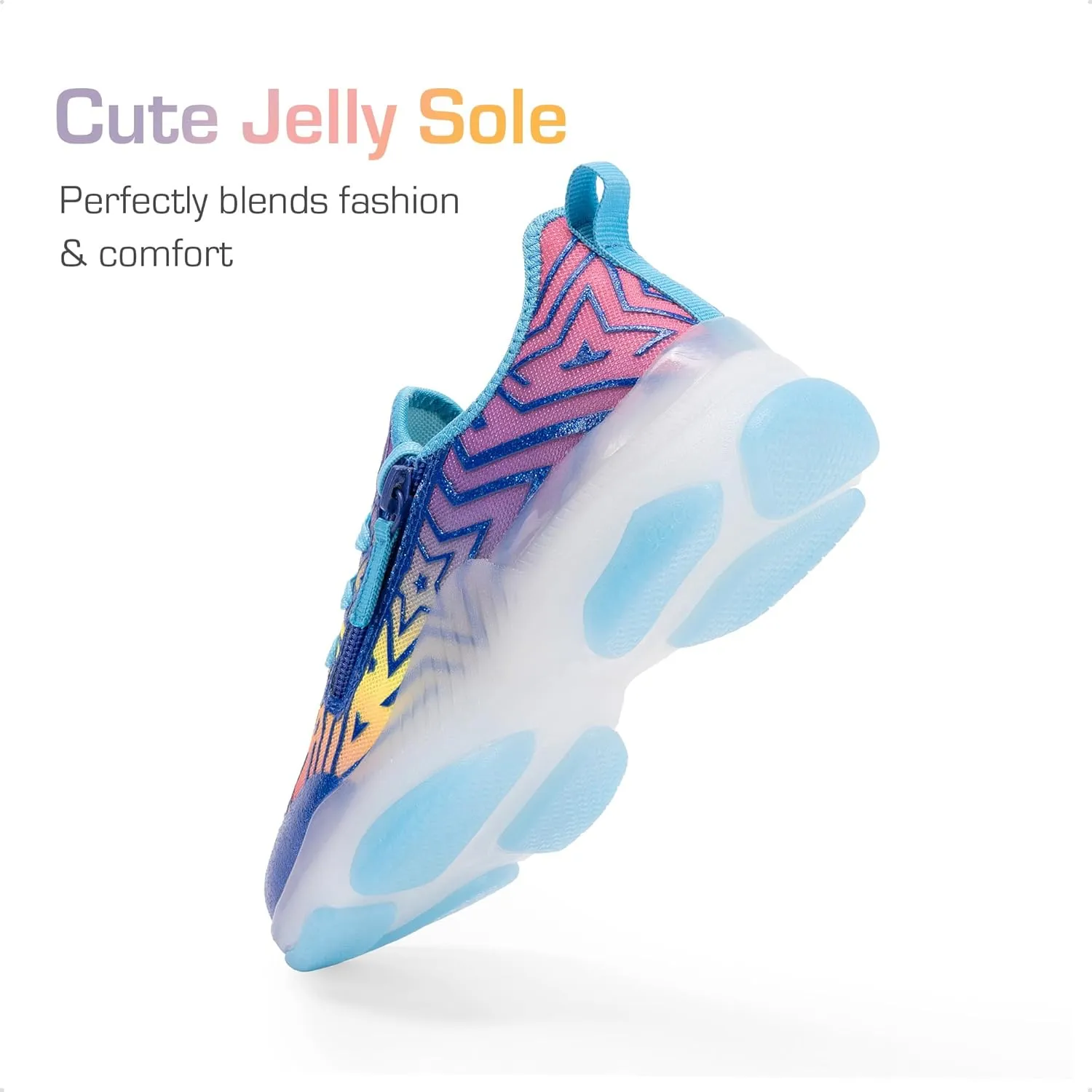 DREAM PAIRS Kids Girls Sneakers Zipper Casual Shoes Jelly Sole Sports Shoes Lightweight Walking Shoes