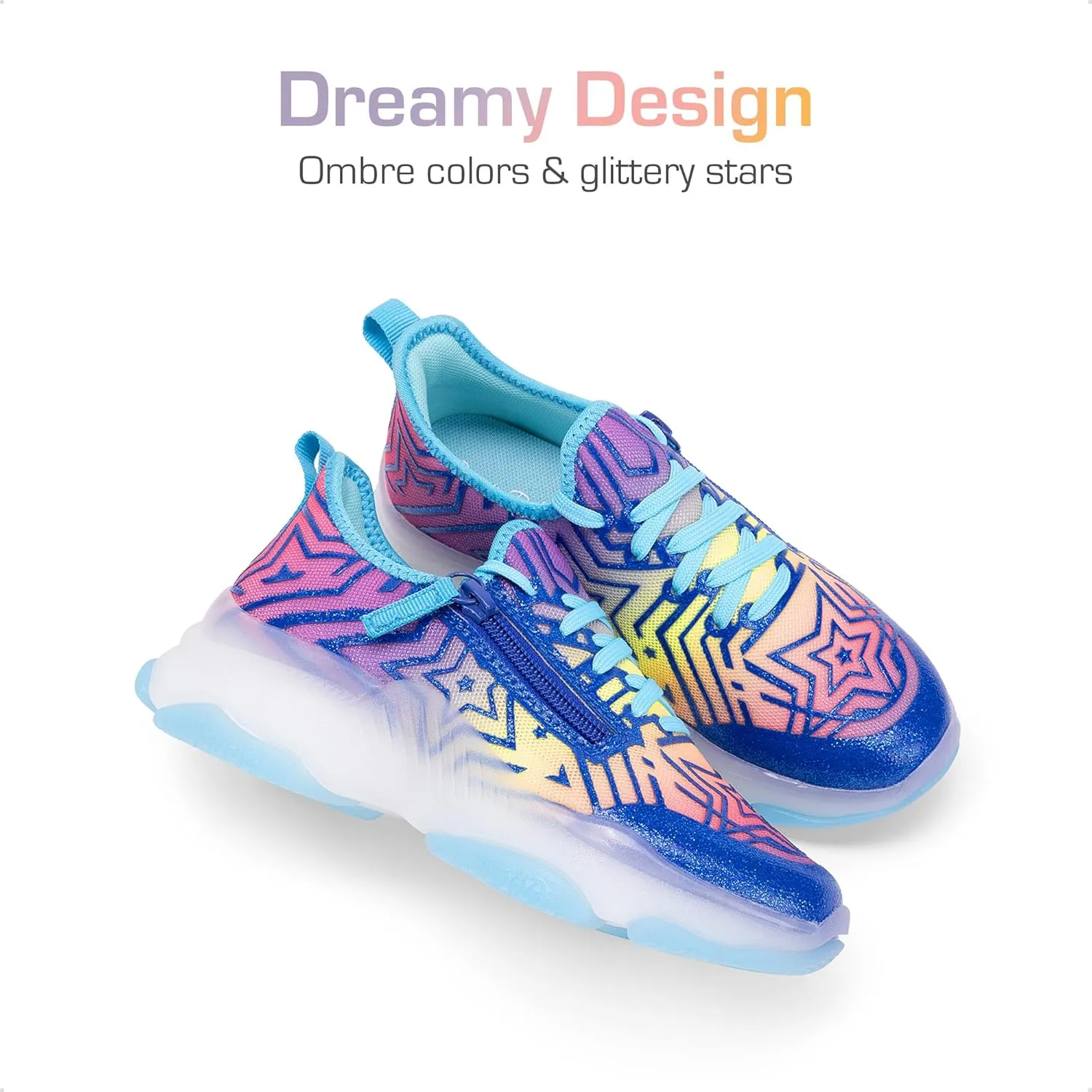 DREAM PAIRS Kids Girls Sneakers Zipper Casual Shoes Jelly Sole Sports Shoes Lightweight Walking Shoes