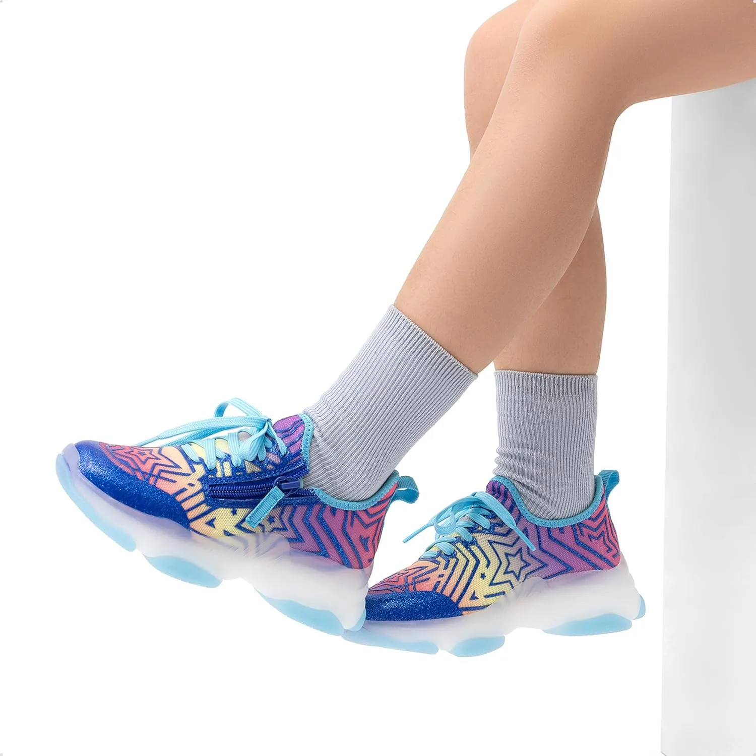 DREAM PAIRS Kids Girls Sneakers Zipper Casual Shoes Jelly Sole Sports Shoes Lightweight Walking Shoes
