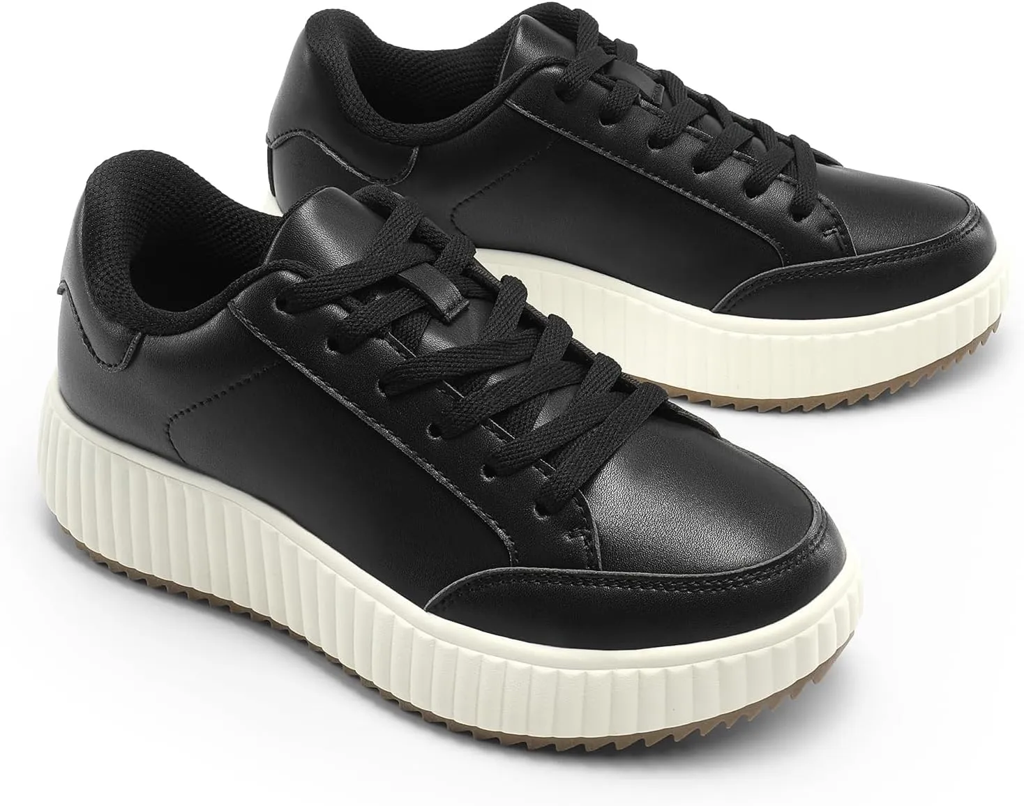 DREAM PAIRS Women Platform Chunky Lightweight Comfortable Casual Faux Leather Lace-Up Dee Walking Fashion Sneakers