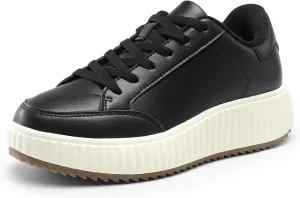 DREAM PAIRS Women Platform Chunky Lightweight Comfortable Casual Faux Leather Lace-Up Dee Walking Fashion Sneakers