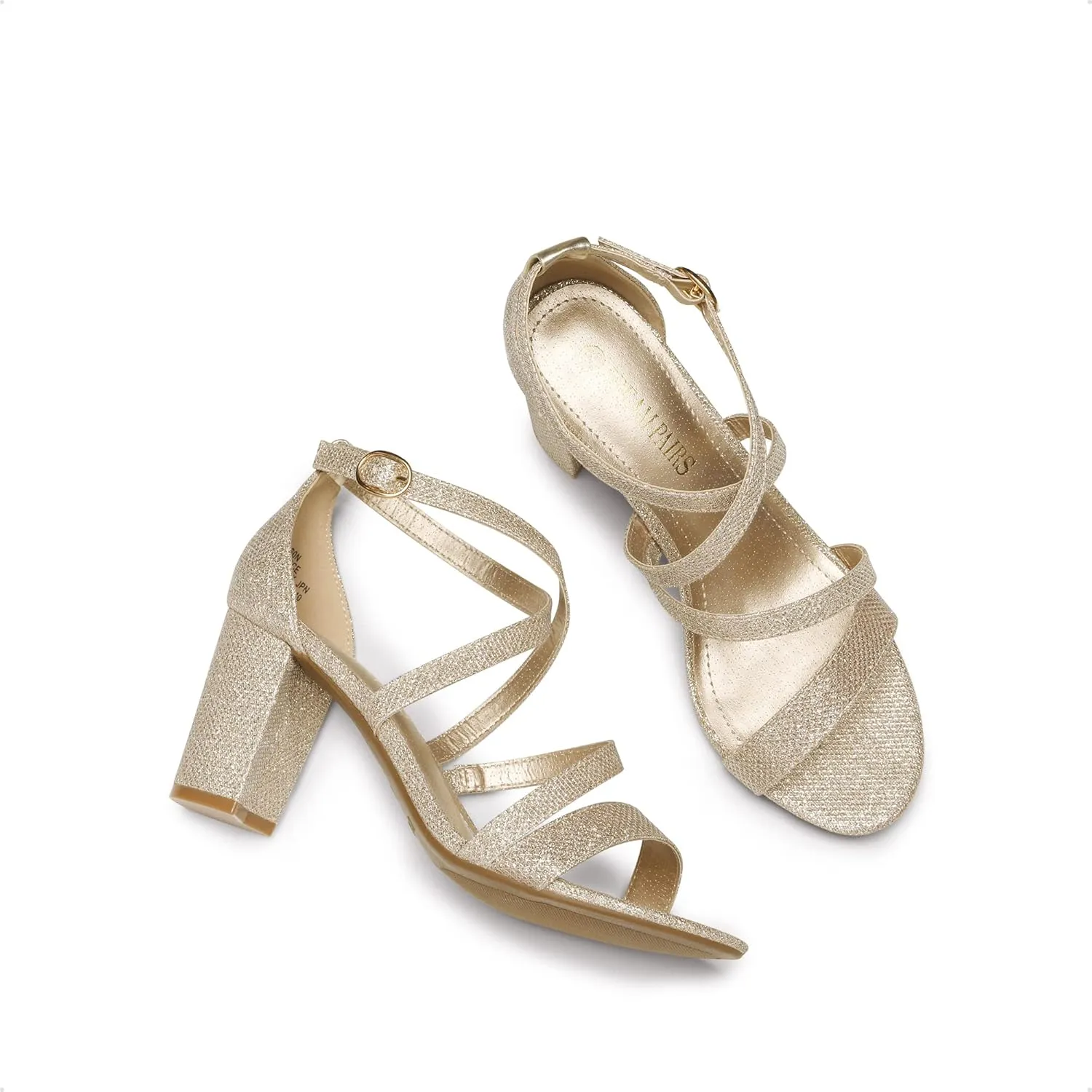DREAM PAIRS Women’s Ankle Strap Dress Pump Low Chunky Heel Sandals
